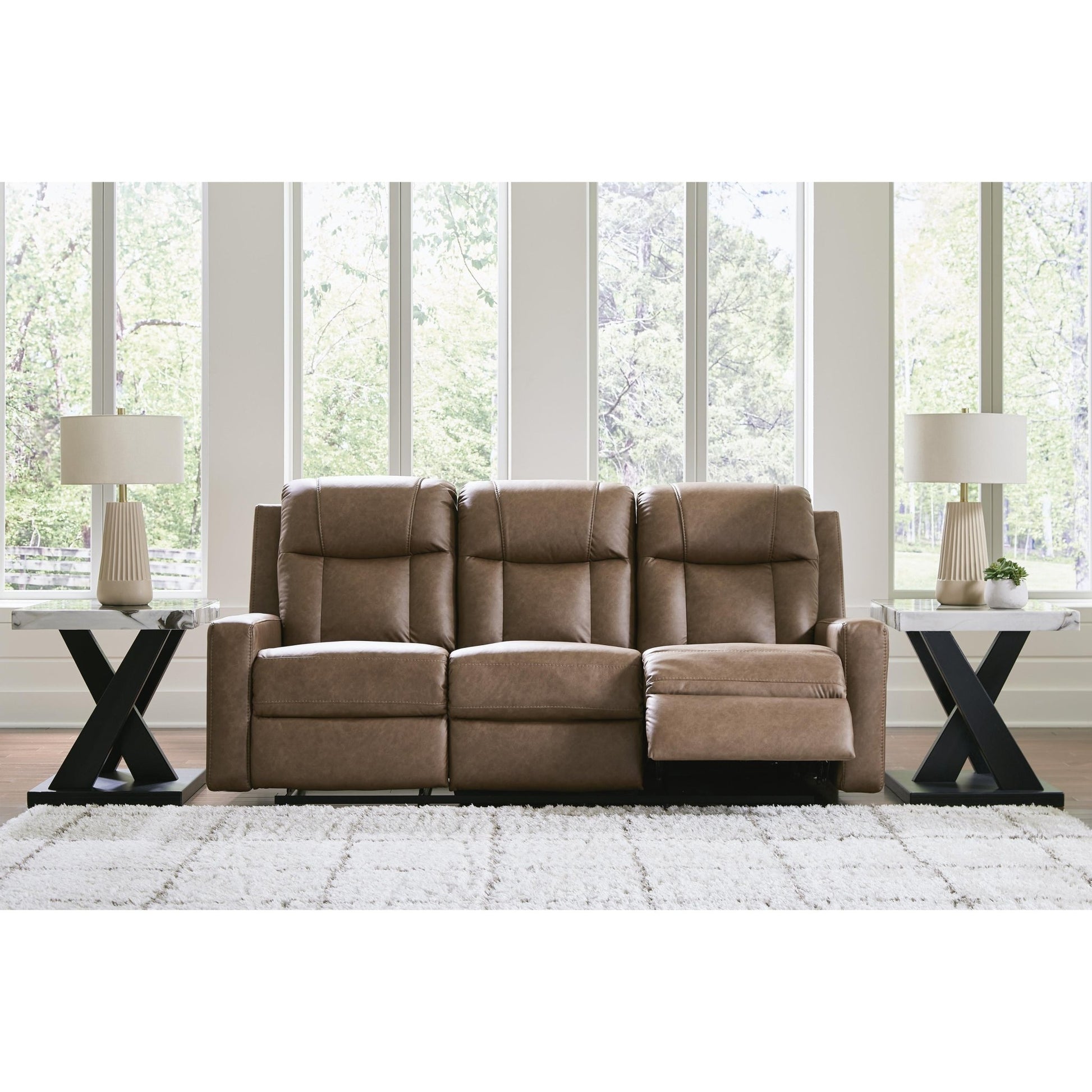 Benchcraft Mackmenville Reclining Leather Look Sofa 7471488 - American Furniture of Slidell