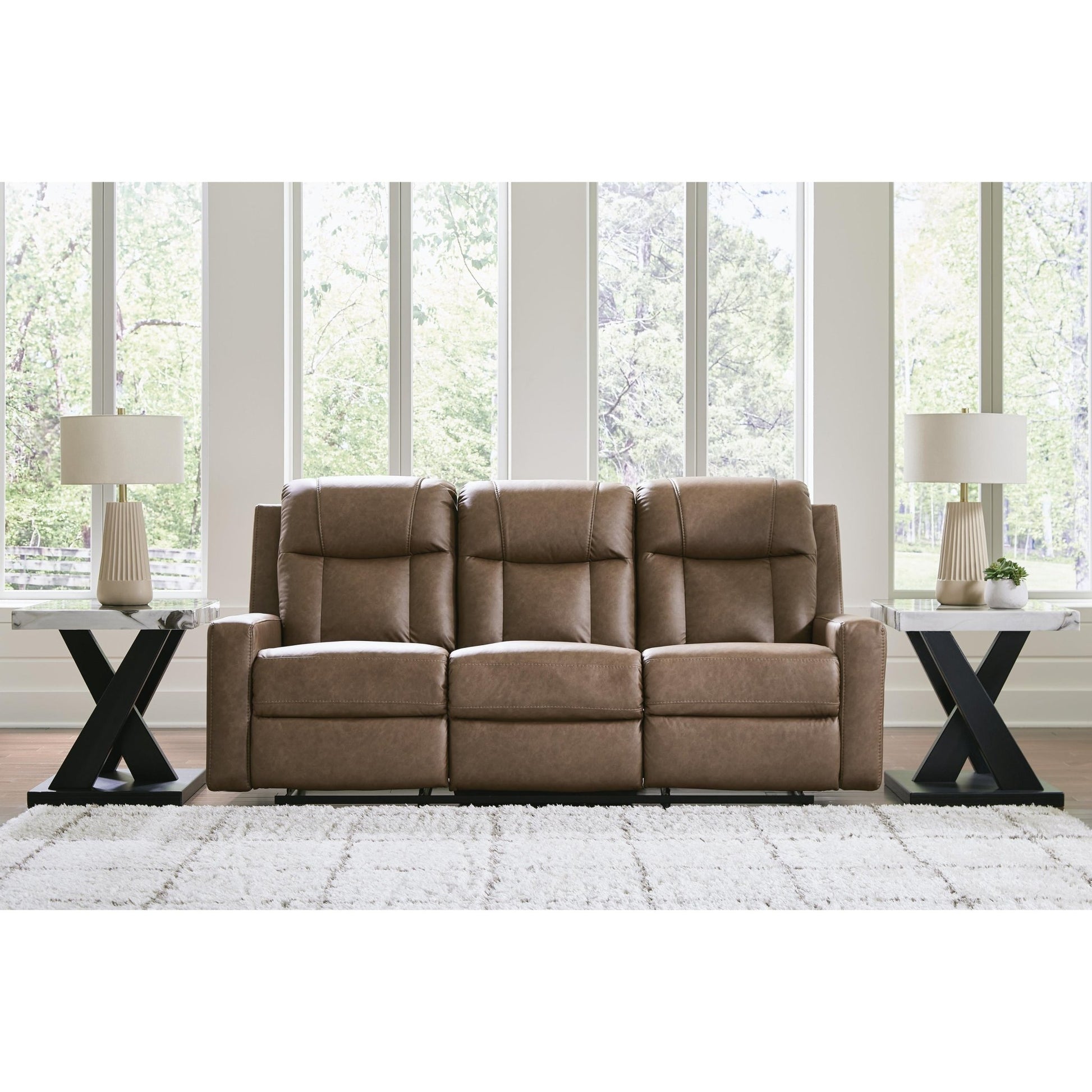 Benchcraft Mackmenville Reclining Leather Look Sofa 7471488 - American Furniture of Slidell