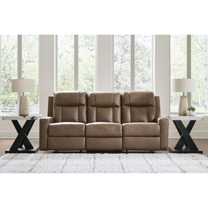 Benchcraft Mackmenville Reclining Leather Look Sofa 7471488 - American Furniture of Slidell