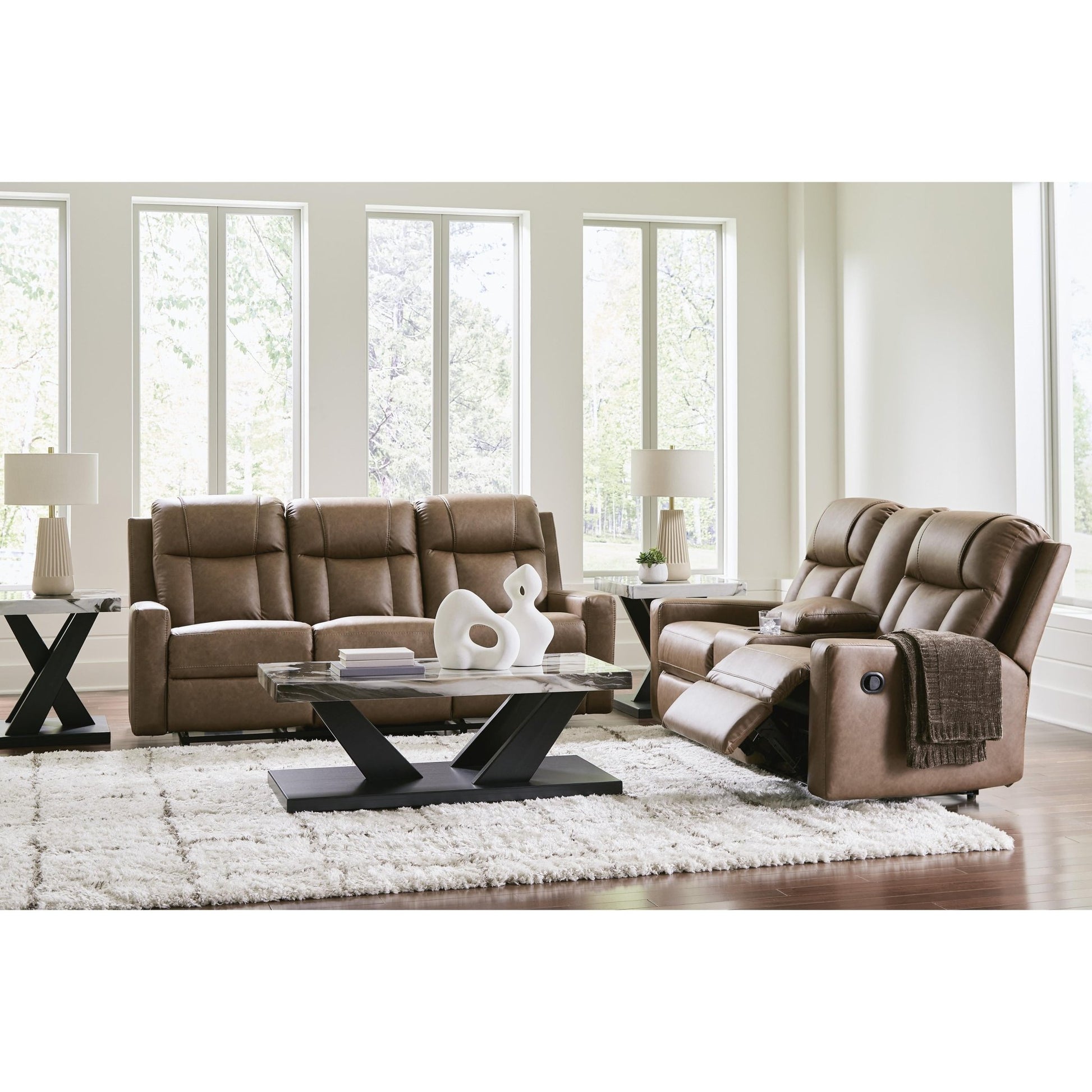 Benchcraft Mackmenville Reclining Leather Look Sofa 7471488 - American Furniture of Slidell