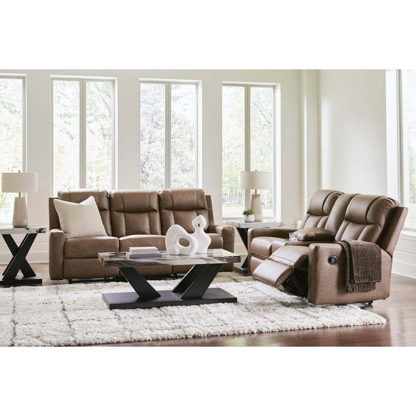 Benchcraft Mackmenville Reclining Leather Look Sofa 7471488 - American Furniture of Slidell