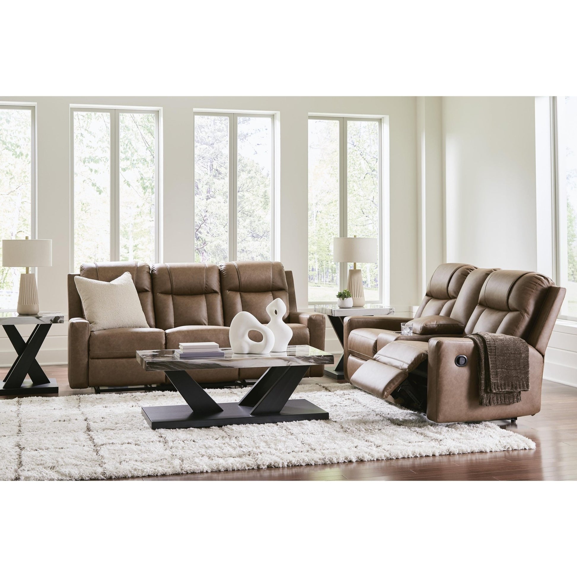 Benchcraft Mackmenville Reclining Leather Look Sofa 7471488 - American Furniture of Slidell