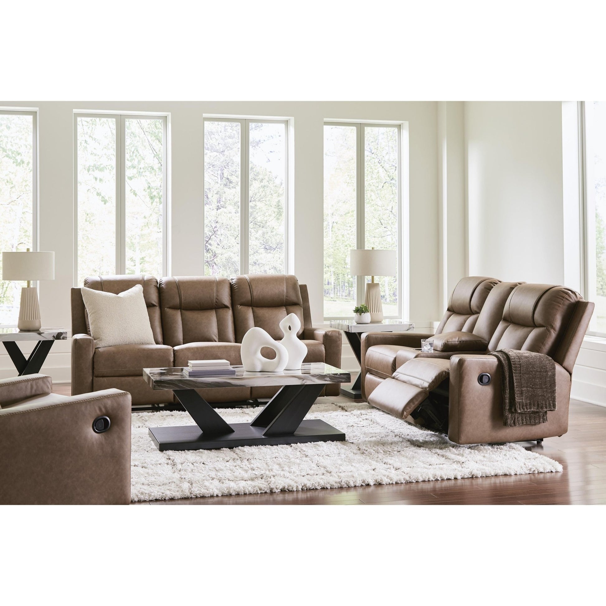 Benchcraft Mackmenville Reclining Leather Look Sofa 7471488 - American Furniture of Slidell