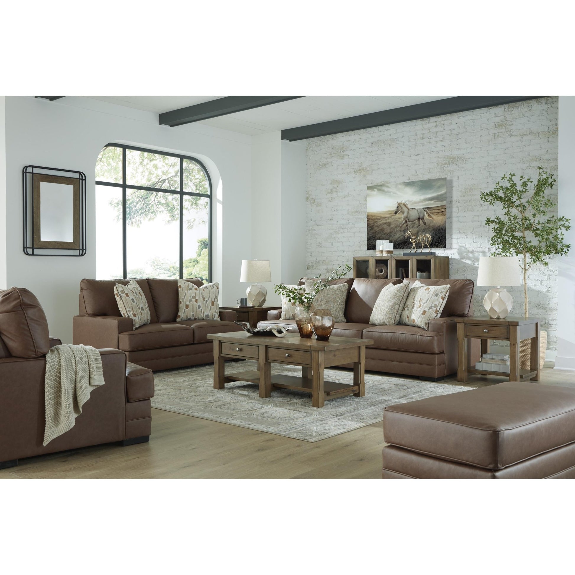 Benchcraft VillaCourt Leather Look Ottoman 7490914 - American Furniture of Slidell