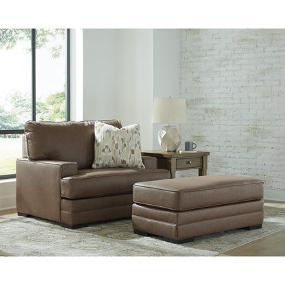 Benchcraft VillaCourt Leather Look Ottoman 7490914 - American Furniture of Slidell