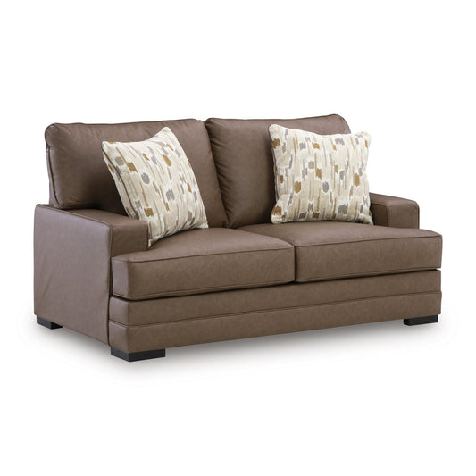 Benchcraft VillaCourt Stationary Leather Look Loveseat 7490935 - American Furniture of Slidell
