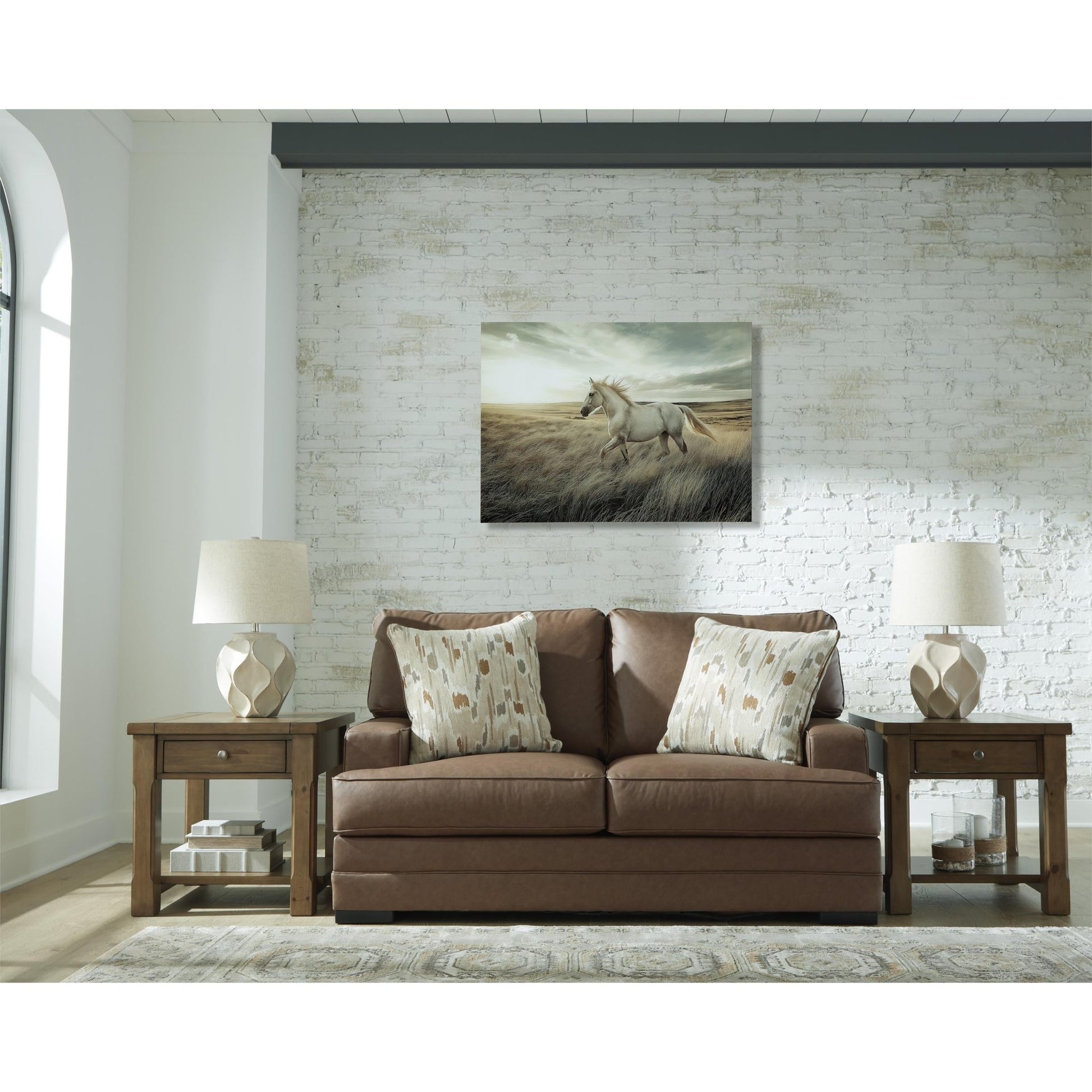 Benchcraft VillaCourt Stationary Leather Look Loveseat 7490935 - American Furniture of Slidell