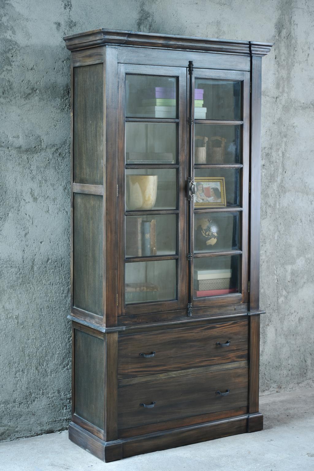 Brunswick Glz Armoire 2GD 2 drw w/RG (CAB1849) 44.18 x 18.5 x 91 - BLACK WASH (color varies in picture) - American Furniture of Slidell