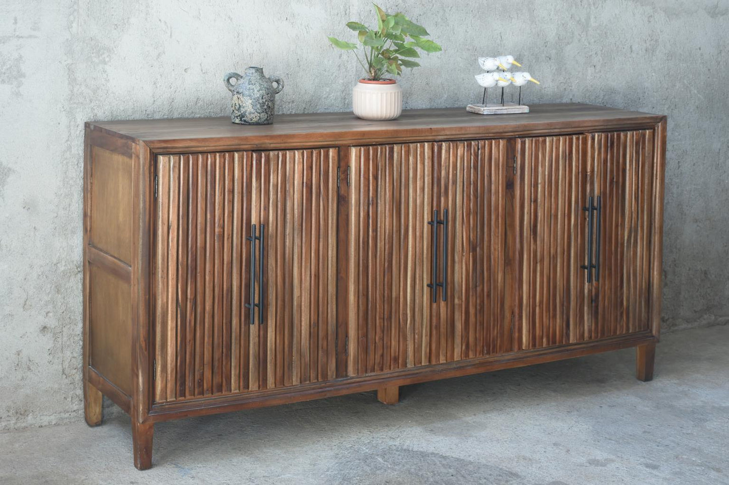 Carolina Credenza 6 Doors w/Unique Moulding (CAB657) 77.1 x 18.1 x 38.6 - EBONY (color varies in picture) - American Furniture of Slidell