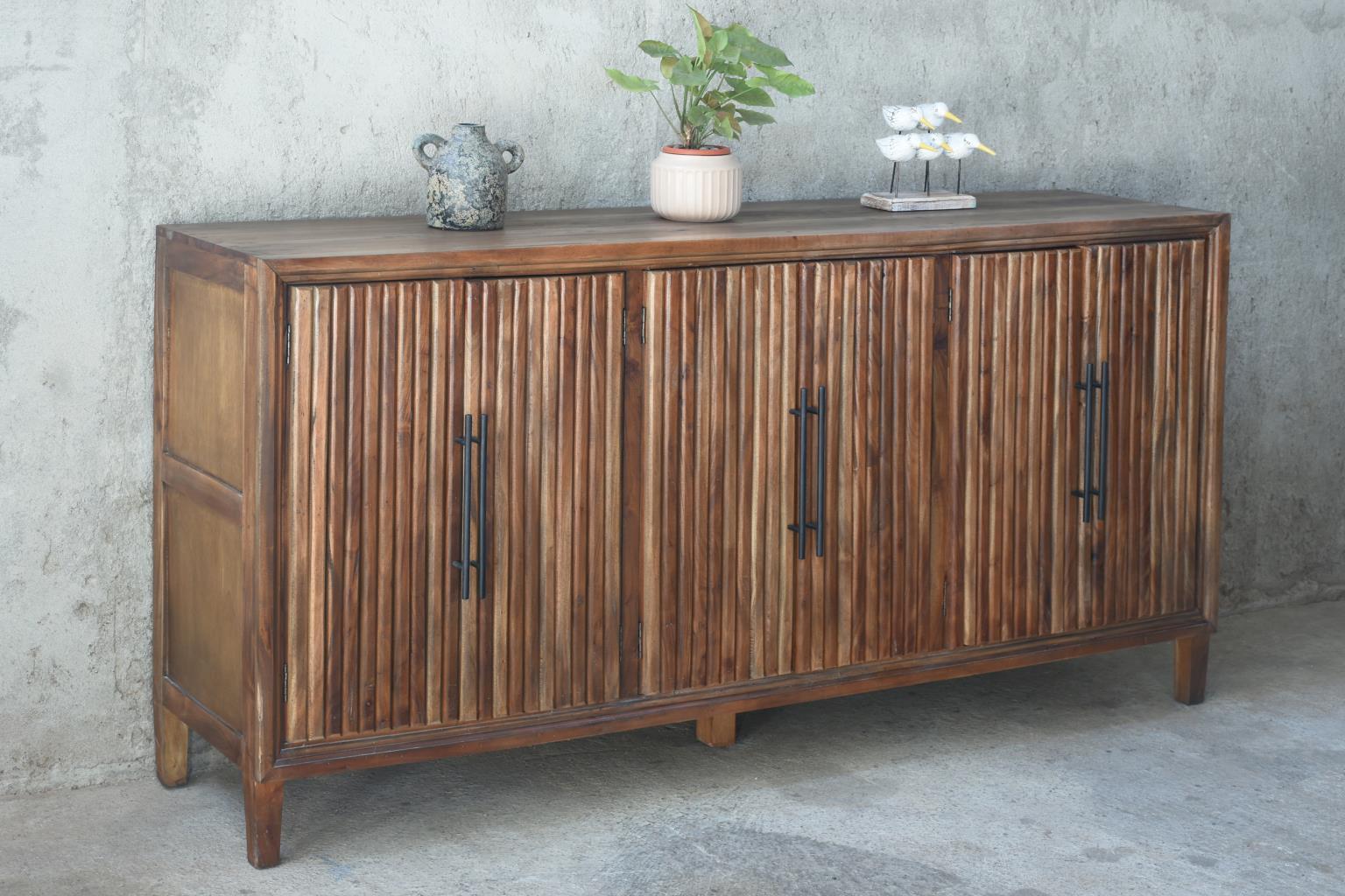 Carolina Credenza 6 Doors w/Unique Moulding (CAB657) 77.1 x 18.1 x 38.6 - EBONY (color varies in picture) - American Furniture of Slidell