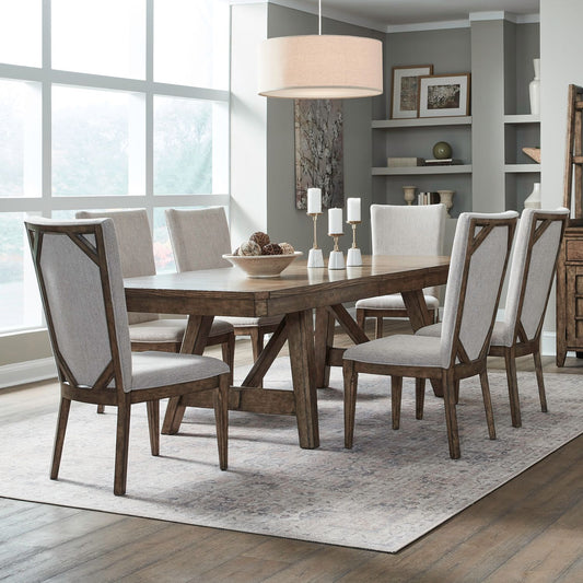 Carolina Park / 7 Piece Trestle Table Set 930 - C6501S(6chairs) - P4202Table top/P4202base - American Furniture of Slidell