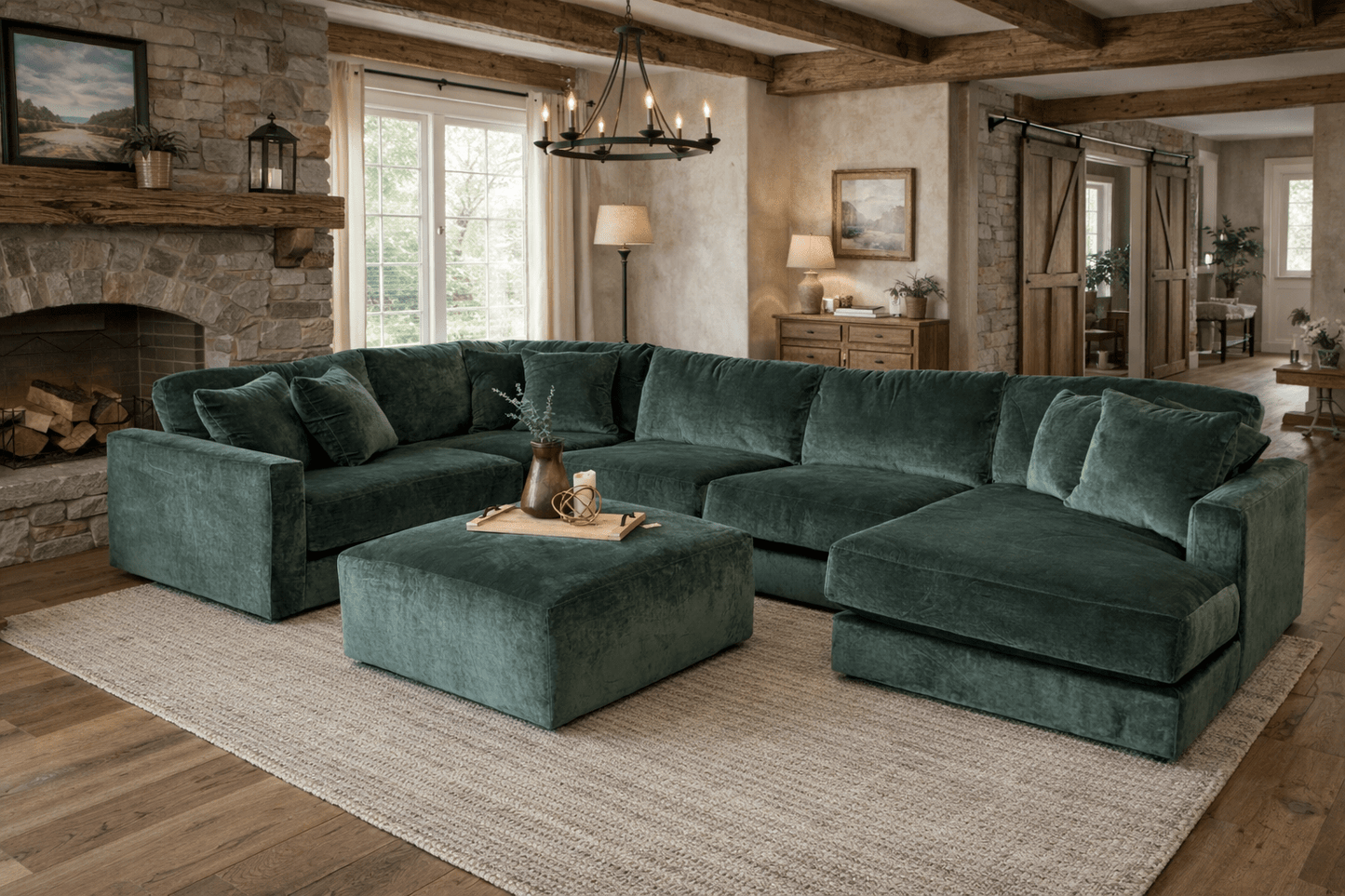 Catnapper - Remington 5 piece Sectional in Pine (2245 31/36/76/31/59) - American Furniture of Slidell