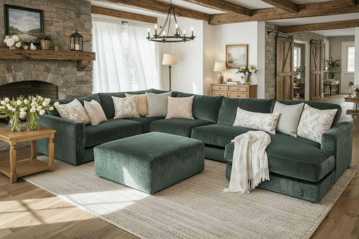 Catnapper - Remington 5 piece Sectional in Pine (2245 31/36/76/31/59) - American Furniture of Slidell