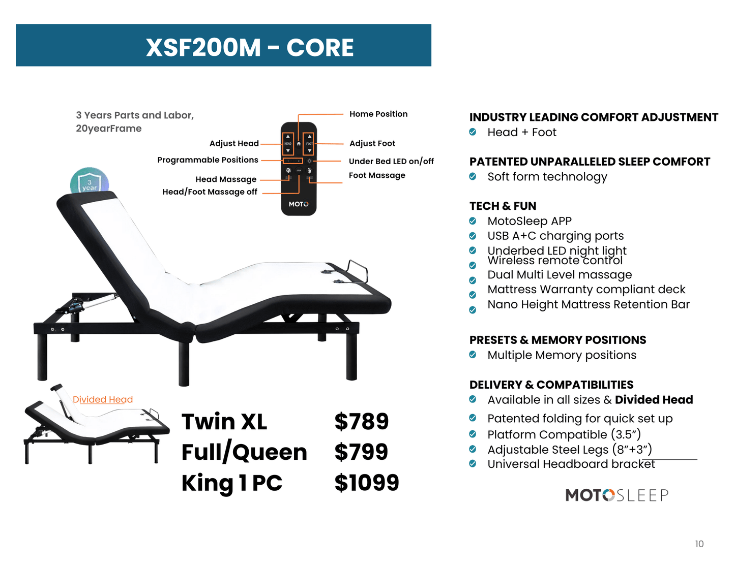 Core Adjustable Base XSF200M King (1PC) - American Furniture of Slidell