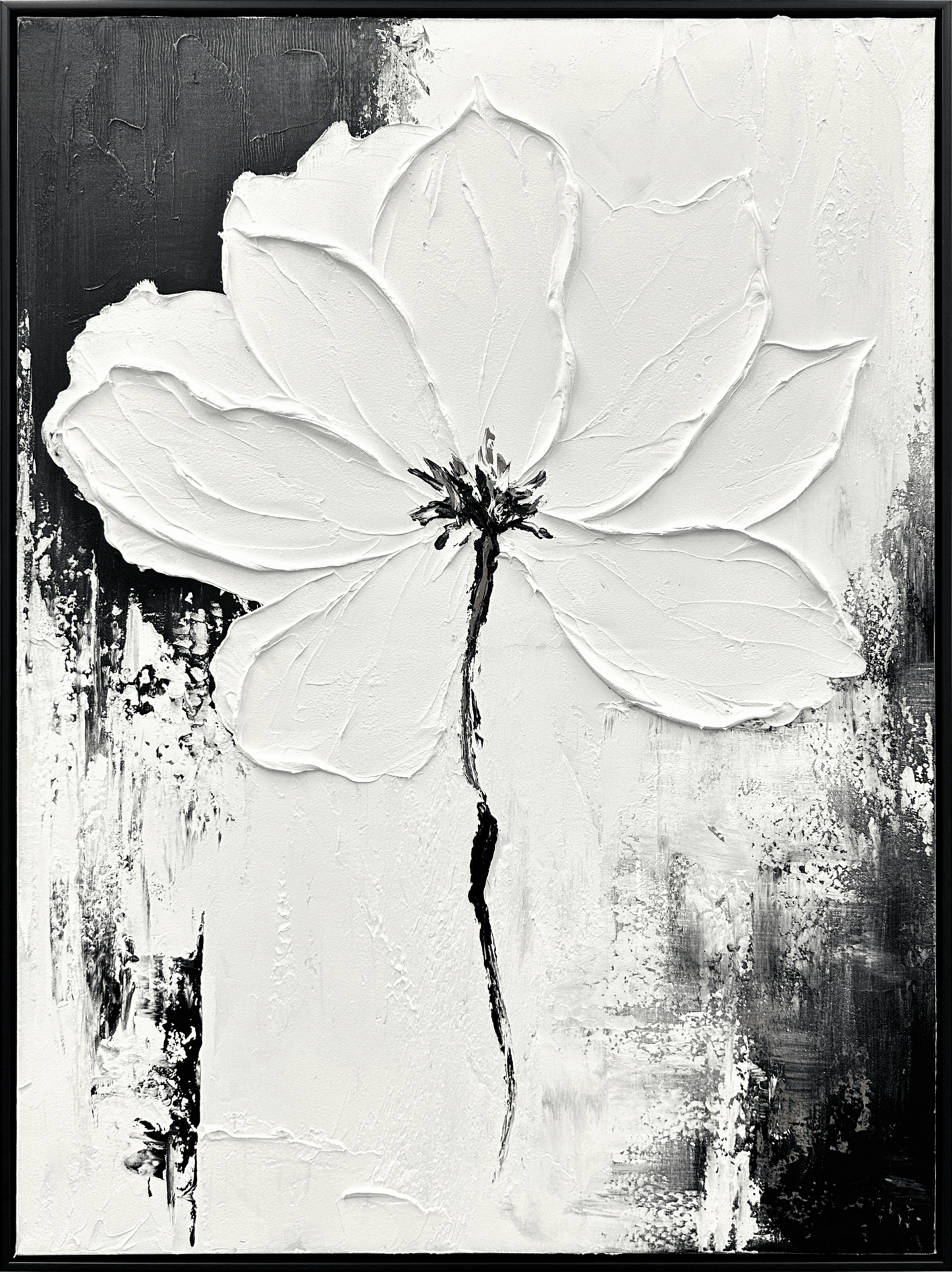 CY1402C "MonochromeBlossom" Hand - paintedCanvas in Frame 40″ x 30″ - American Furniture of Slidell