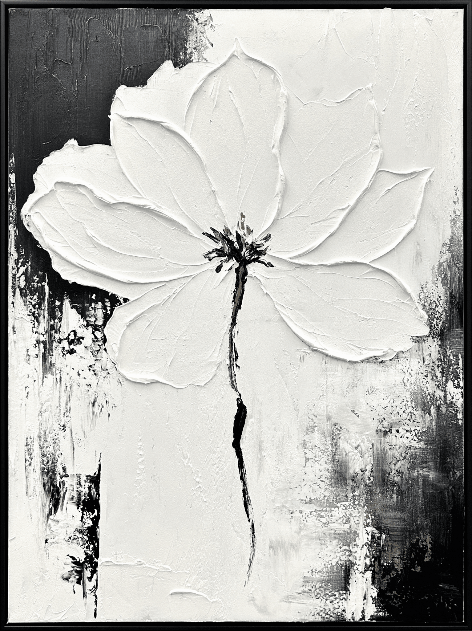 CY1402C "MonochromeBlossom" Hand - paintedCanvas in Frame 40″ x 30″ - American Furniture of Slidell