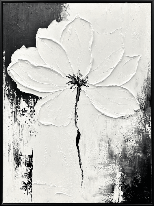 CY1402C "MonochromeBlossom" Hand - paintedCanvas in Frame 40″ x 30″ - American Furniture of Slidell