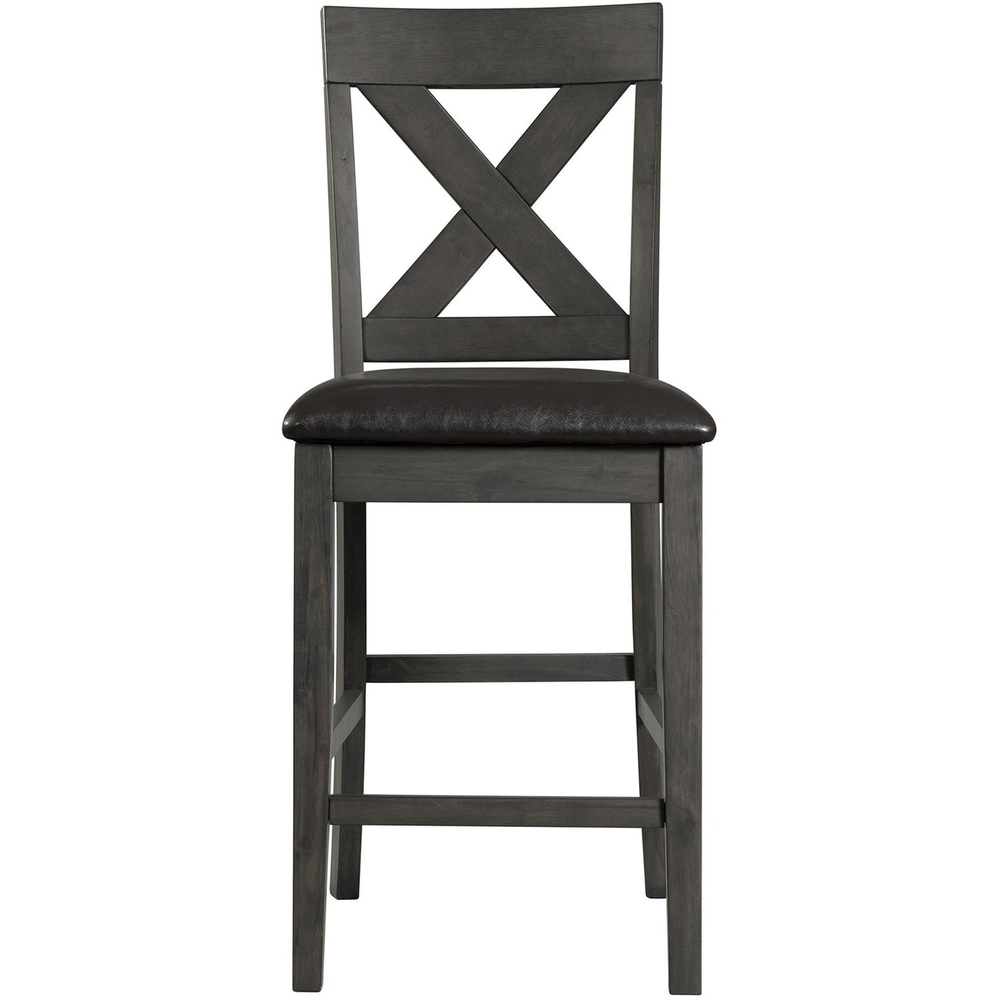 Elements International Alex Counter Side Chair W/Black PU Grey - American Furniture of Slidell
