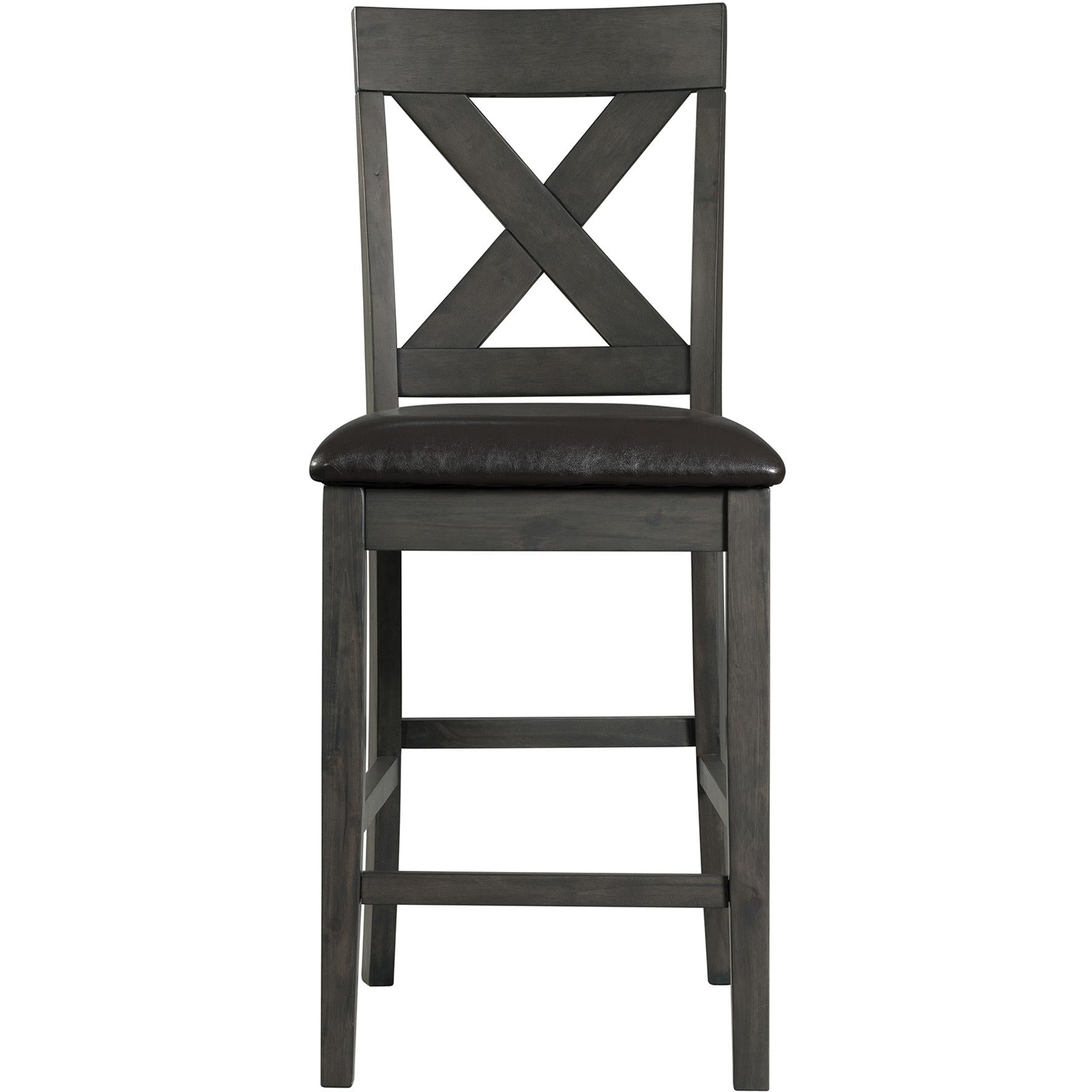 Elements International Alex Counter Side Chair W/Black PU Grey - American Furniture of Slidell