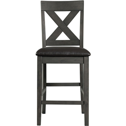 Elements International Alex Counter Side Chair W/Black PU Grey - American Furniture of Slidell