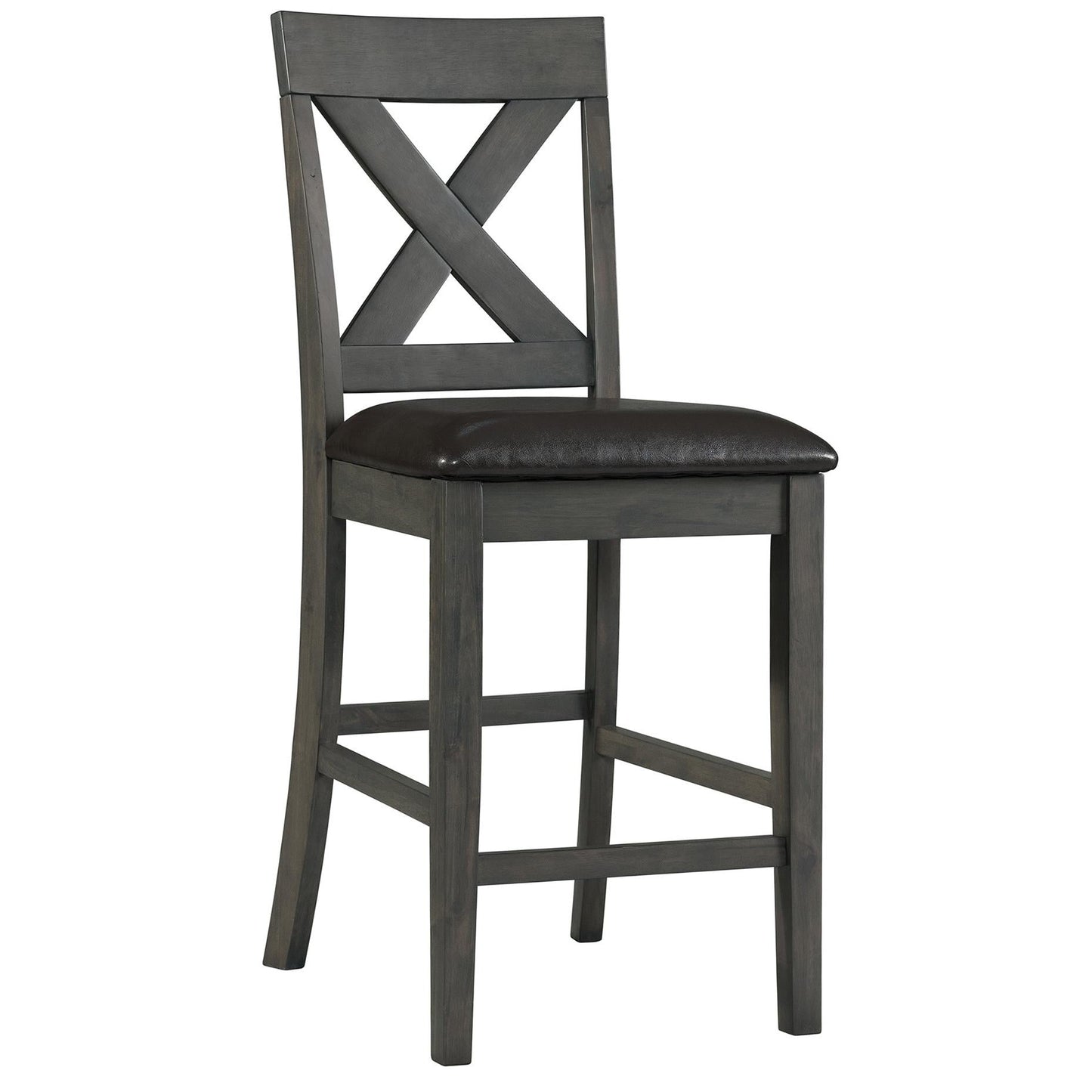 Elements International Alex Counter Side Chair W/Black PU Grey - American Furniture of Slidell
