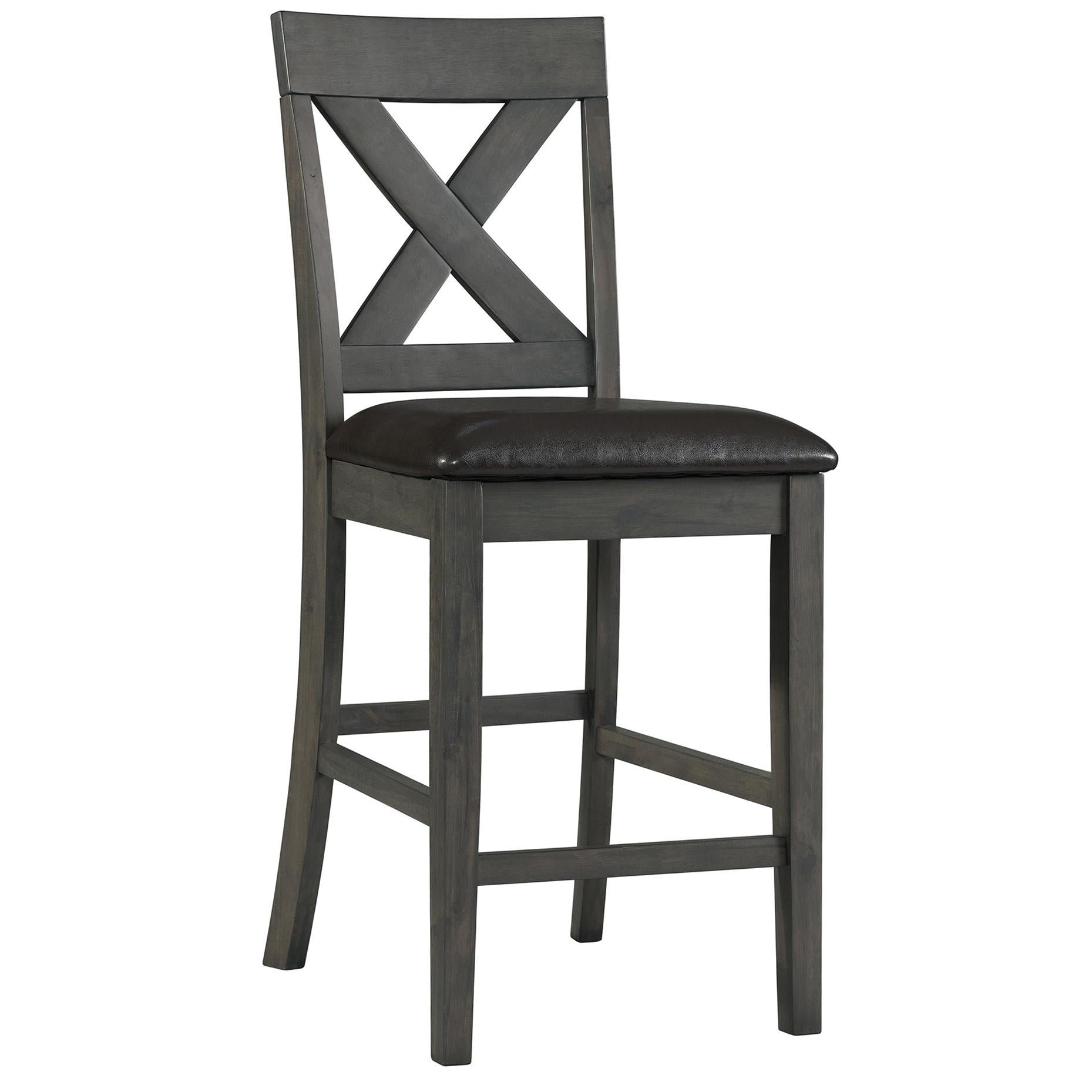 Elements International Alex Counter Side Chair W/Black PU Grey - American Furniture of Slidell