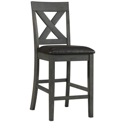 Elements International Alex Counter Side Chair W/Black PU Grey - American Furniture of Slidell