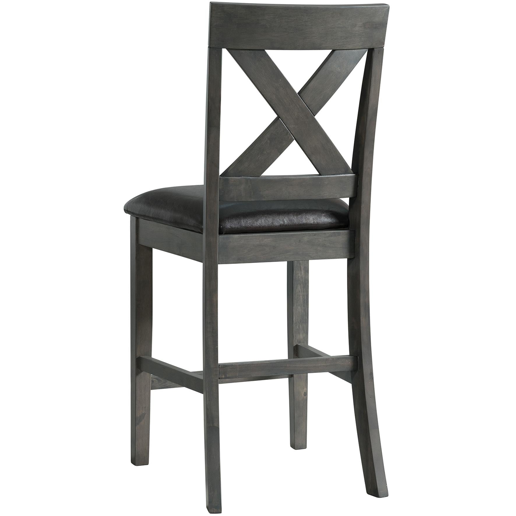 Elements International Alex Counter Side Chair W/Black PU Grey - American Furniture of Slidell