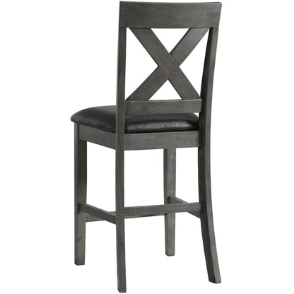 Elements International Alex Counter Side Chair W/Black PU Grey - American Furniture of Slidell