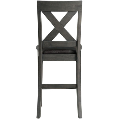 Elements International Alex Counter Side Chair W/Black PU Grey - American Furniture of Slidell