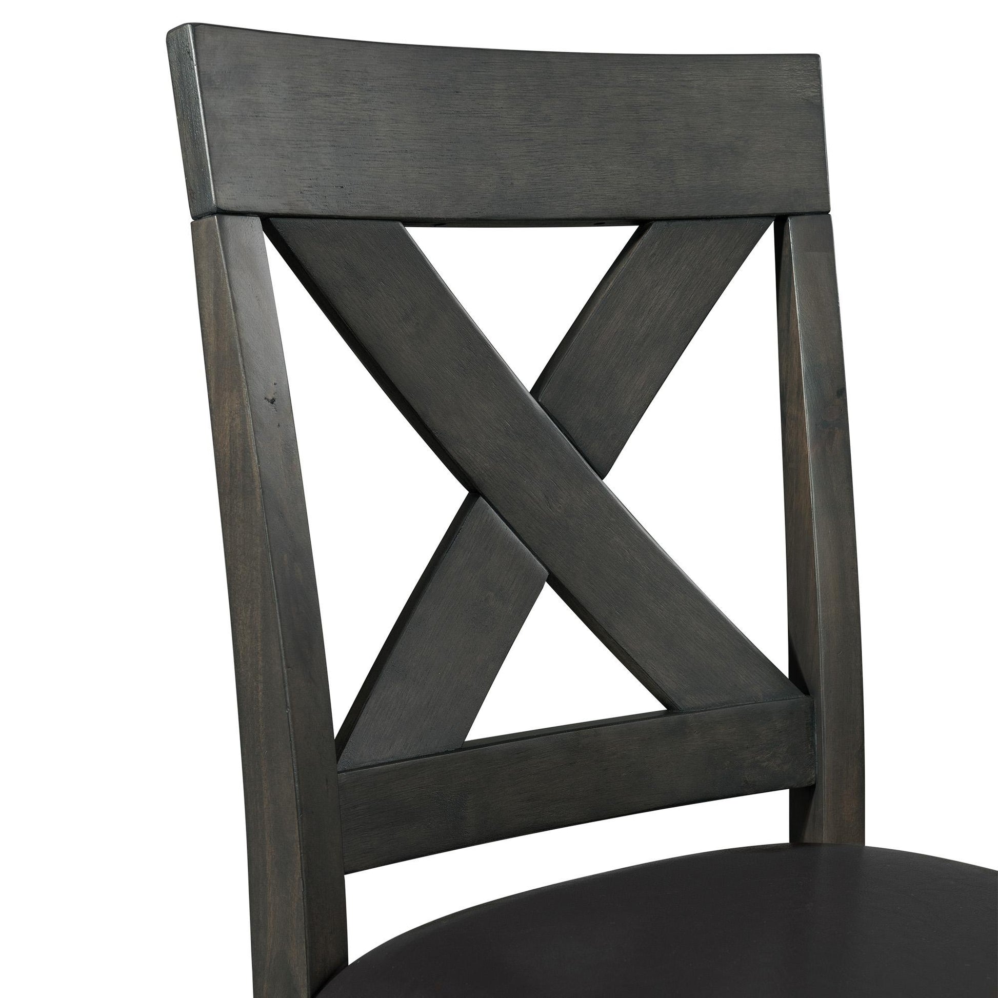 Elements International Alex Counter Side Chair W/Black PU Grey - American Furniture of Slidell
