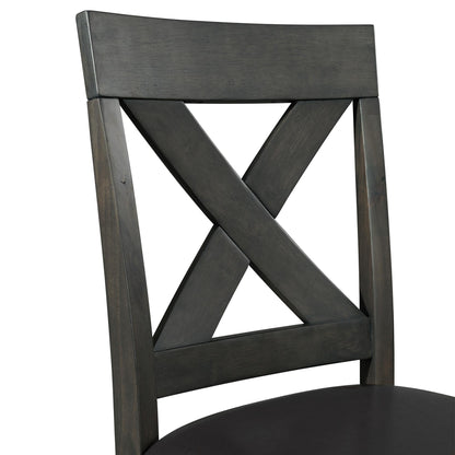 Elements International Alex Counter Side Chair W/Black PU Grey - American Furniture of Slidell