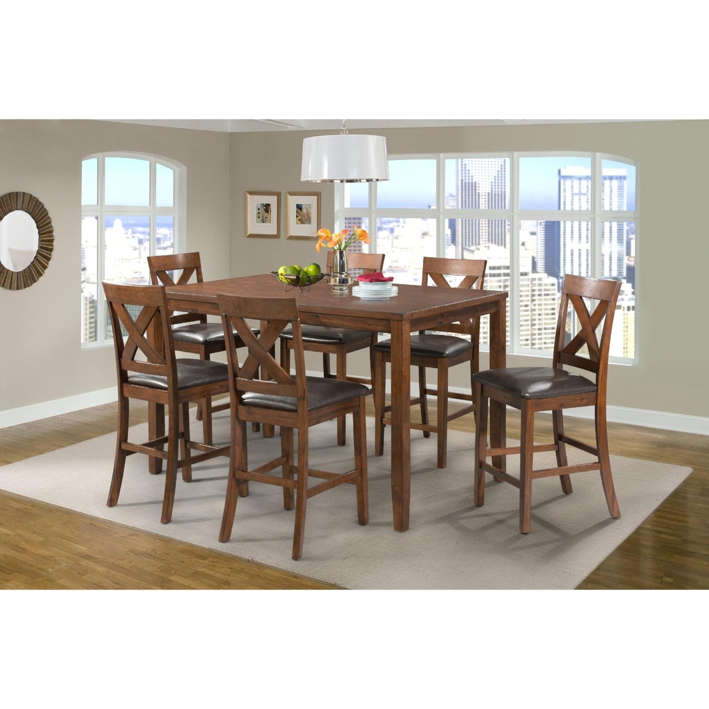 Elements International Alex DAX1007CS 7 pc Counter Height Dining Set - American Furniture of Slidell