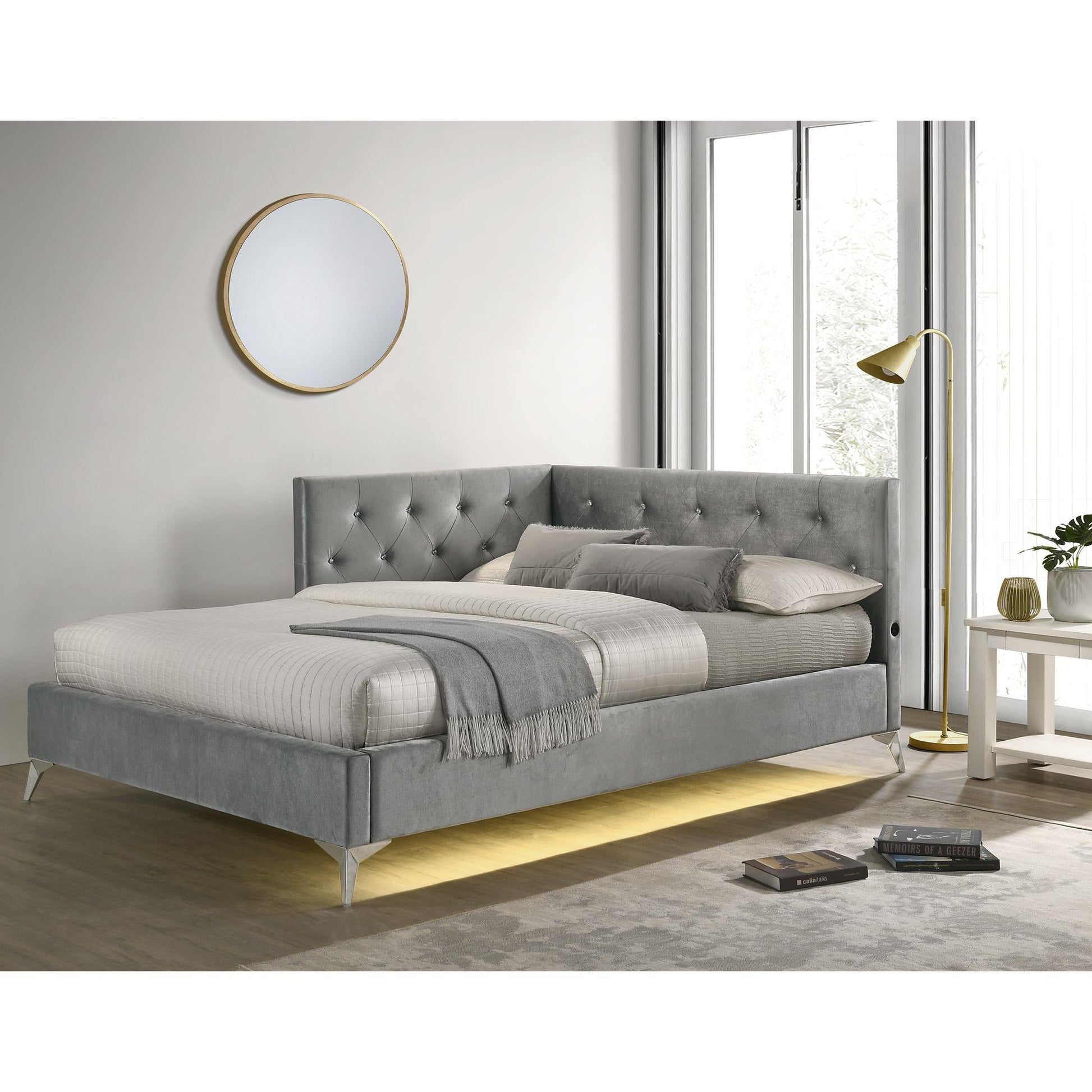 Elements International Amberley B - 480 - 3 - FCB Full Upholstered Corner Bed - American Furniture of Slidell