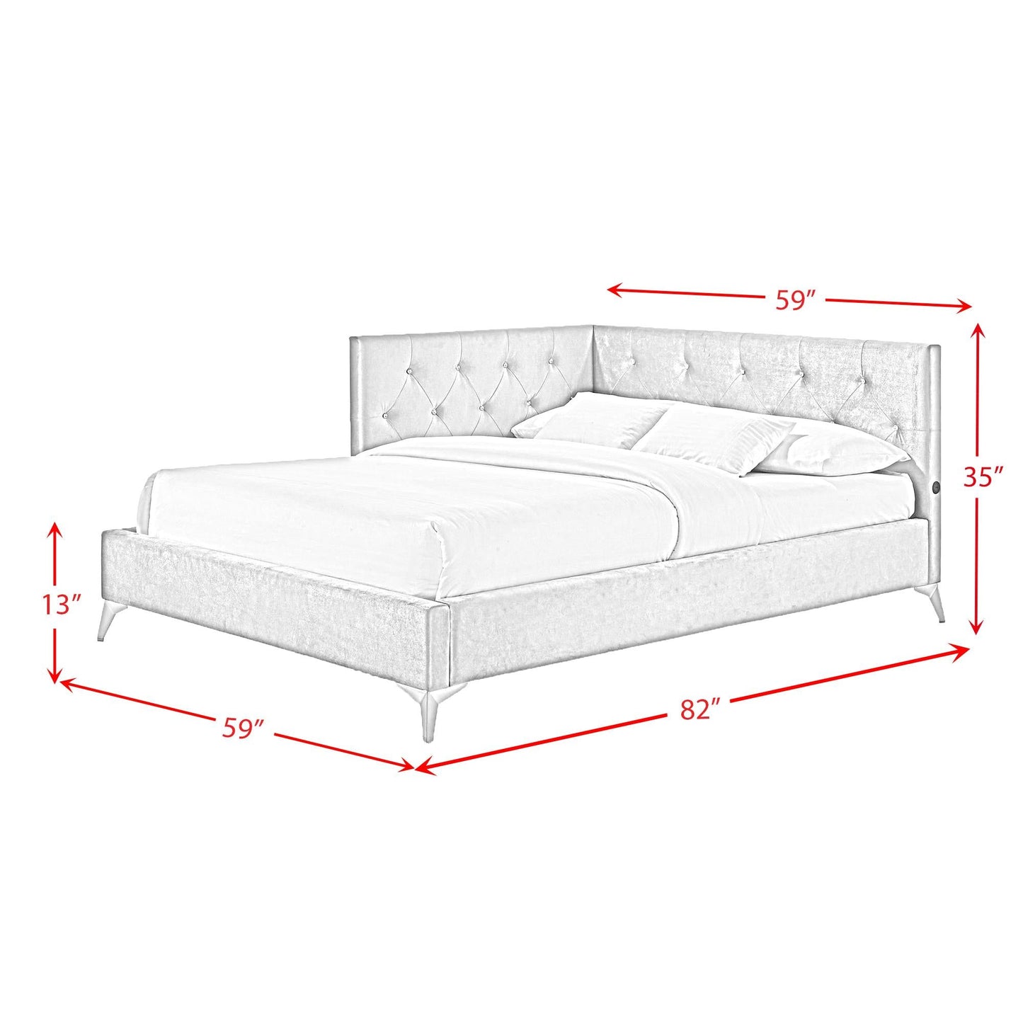 Elements International Amberley B - 480 - 3 - FCB Full Upholstered Corner Bed - American Furniture of Slidell