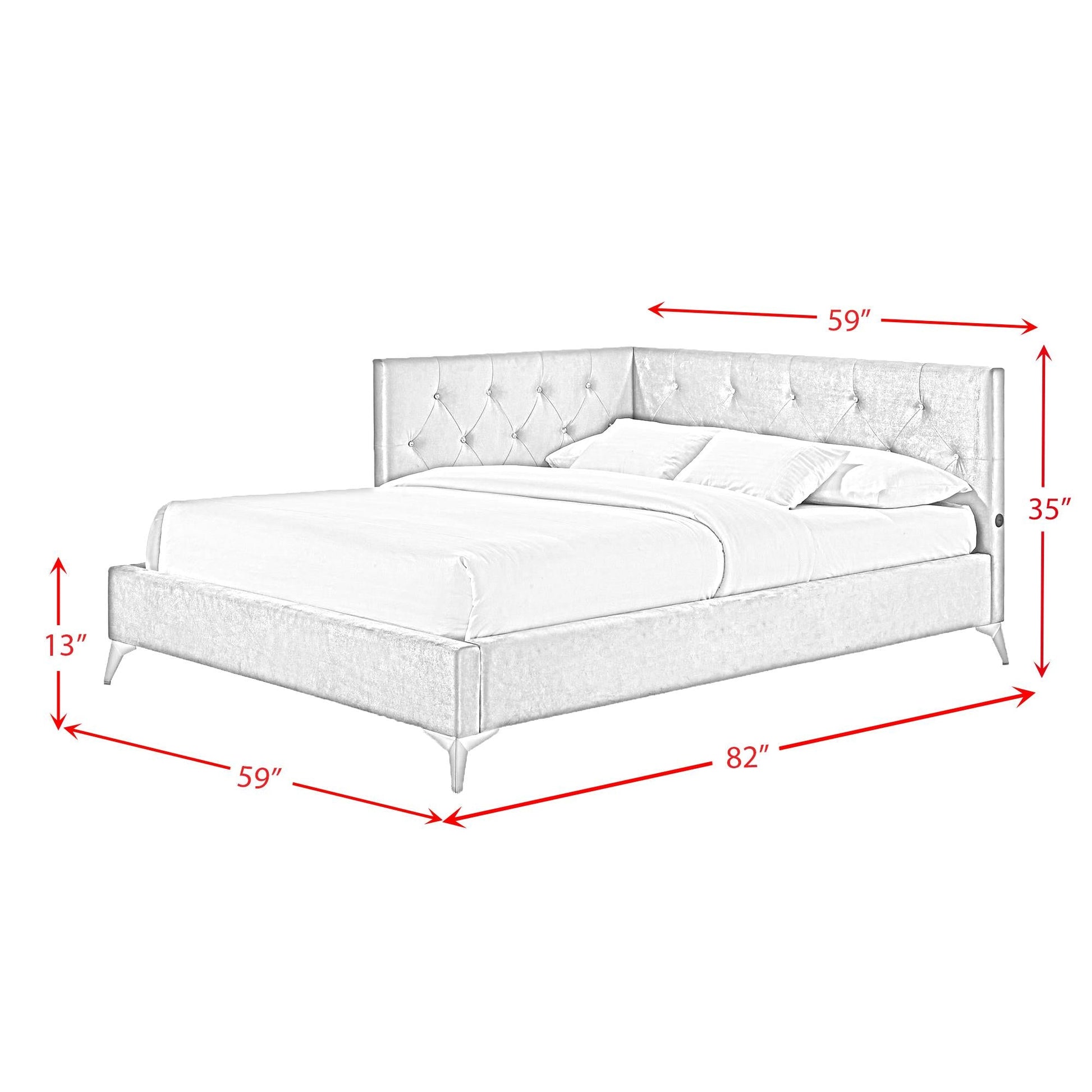 Elements International Amberley B - 480 - 3 - FCB Full Upholstered Corner Bed - American Furniture of Slidell