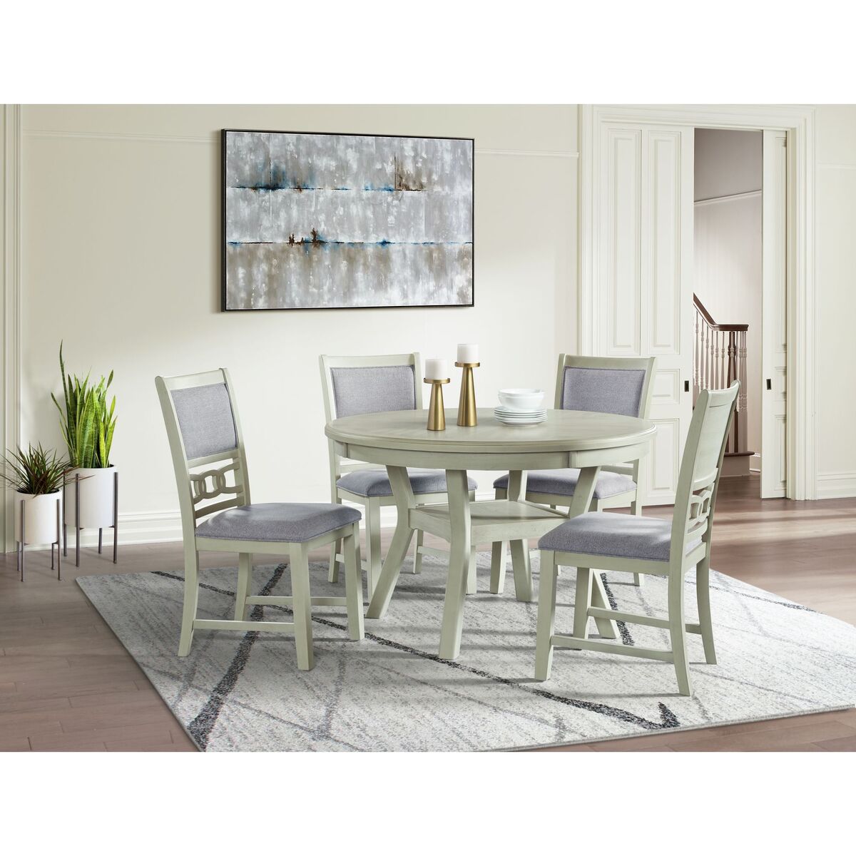 Elements International Amherst 5 pc Standard Height Dining Set Bisque DAH700DT/SC - American Furniture of Slidell