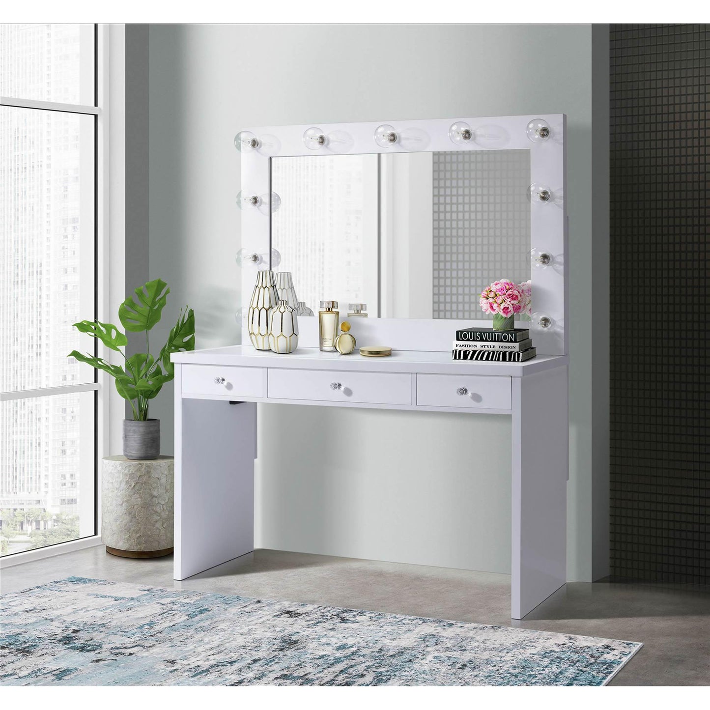 Elements International Ariana Complete Vanity with Lightbulbs - American Furniture of Slidell