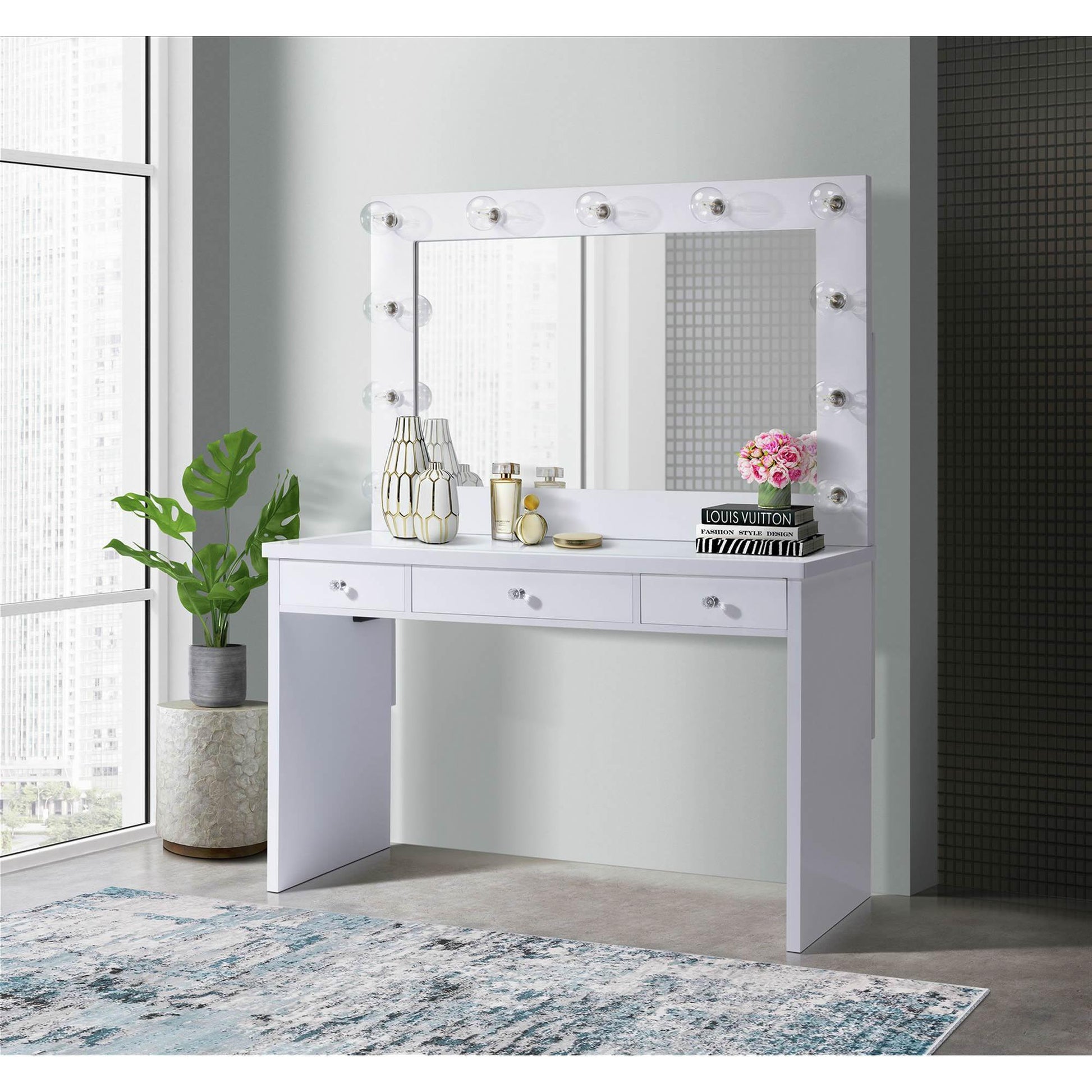 Elements International Ariana Complete Vanity with Lightbulbs - American Furniture of Slidell