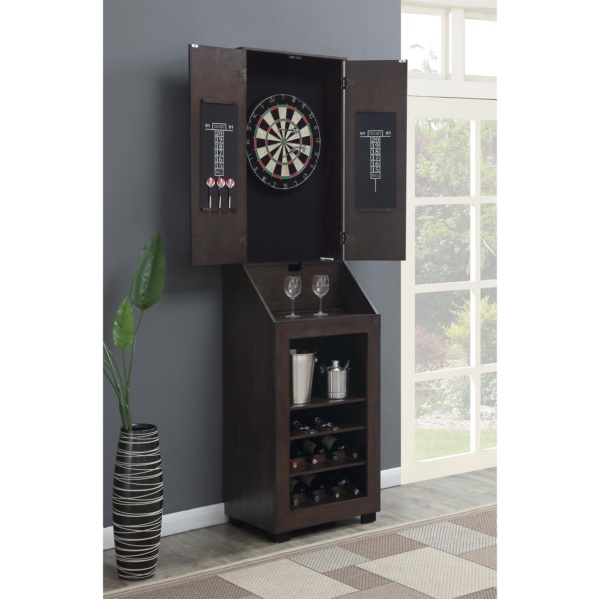 Elements International Bone GTBN100DBC S Dartboard Cabinet - American Furniture of Slidell
