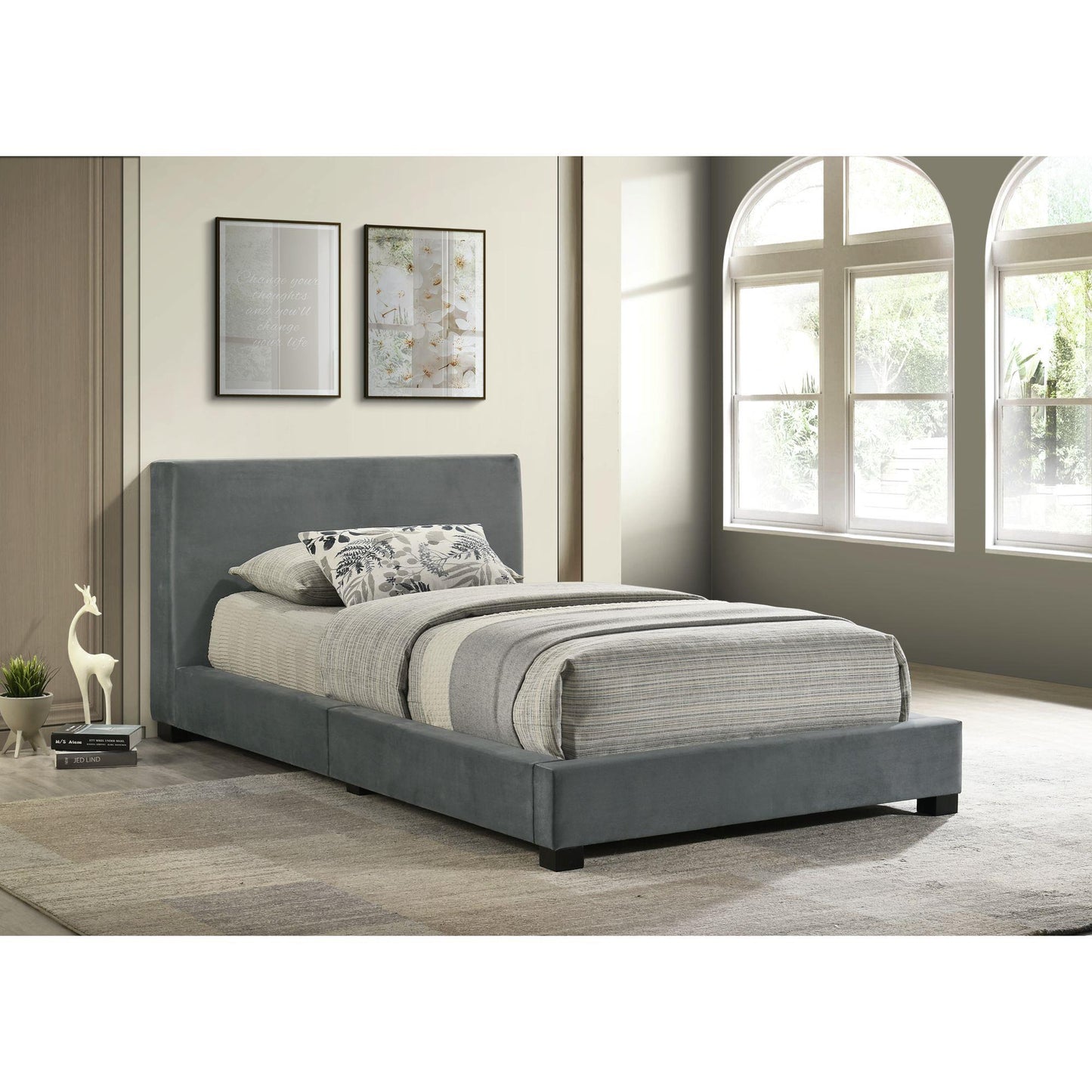 Elements International Brookhaven UB - 14870 - 3 - TB Twin Upholstered Bed - American Furniture of Slidell
