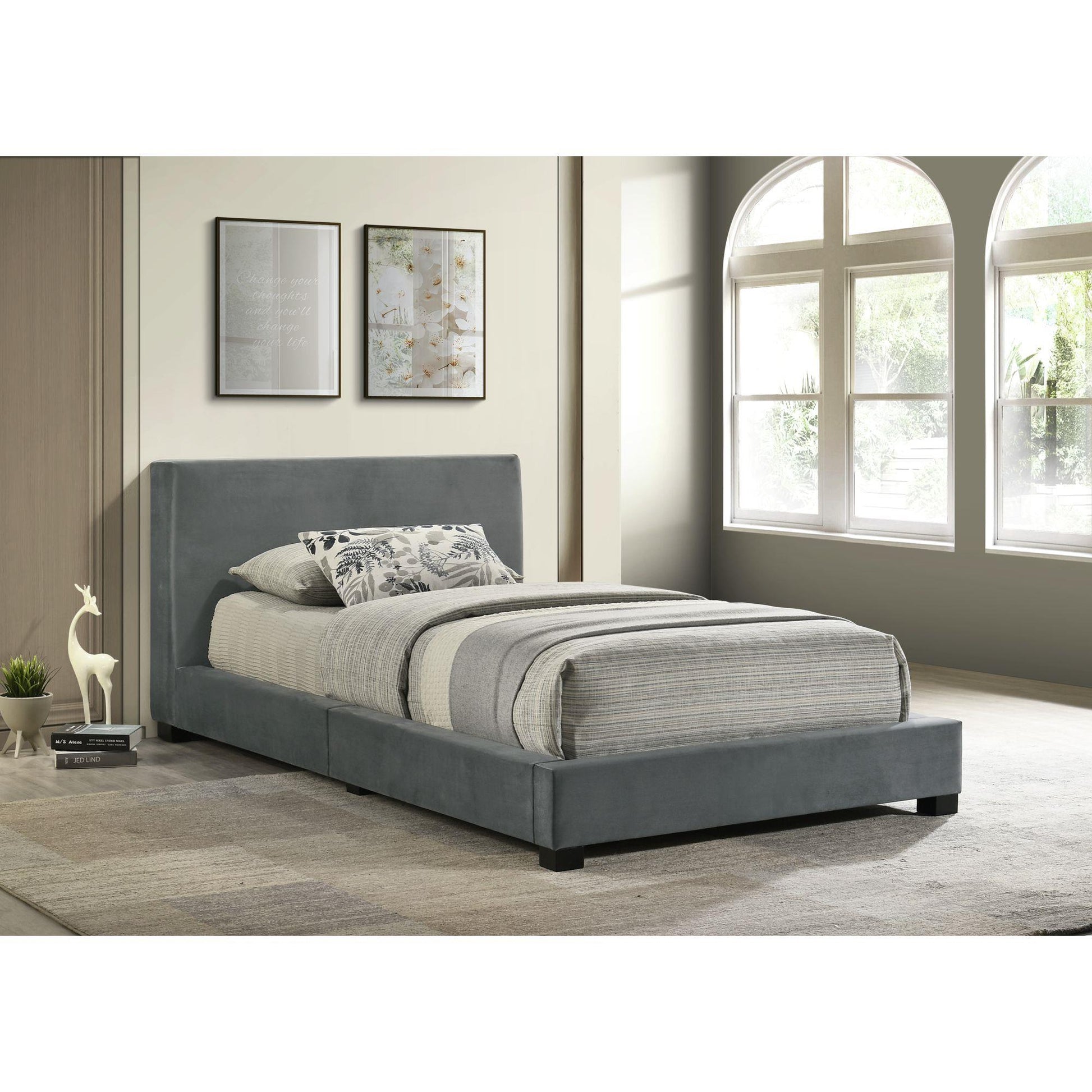 Elements International Brookhaven UB - 14870 - 3 - TB Twin Upholstered Bed - American Furniture of Slidell