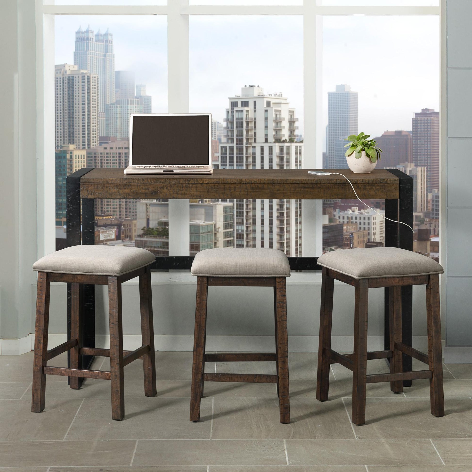 Elements International Caesar TCA100BTSP 4 pc Counter Height Dinette - American Furniture of Slidell