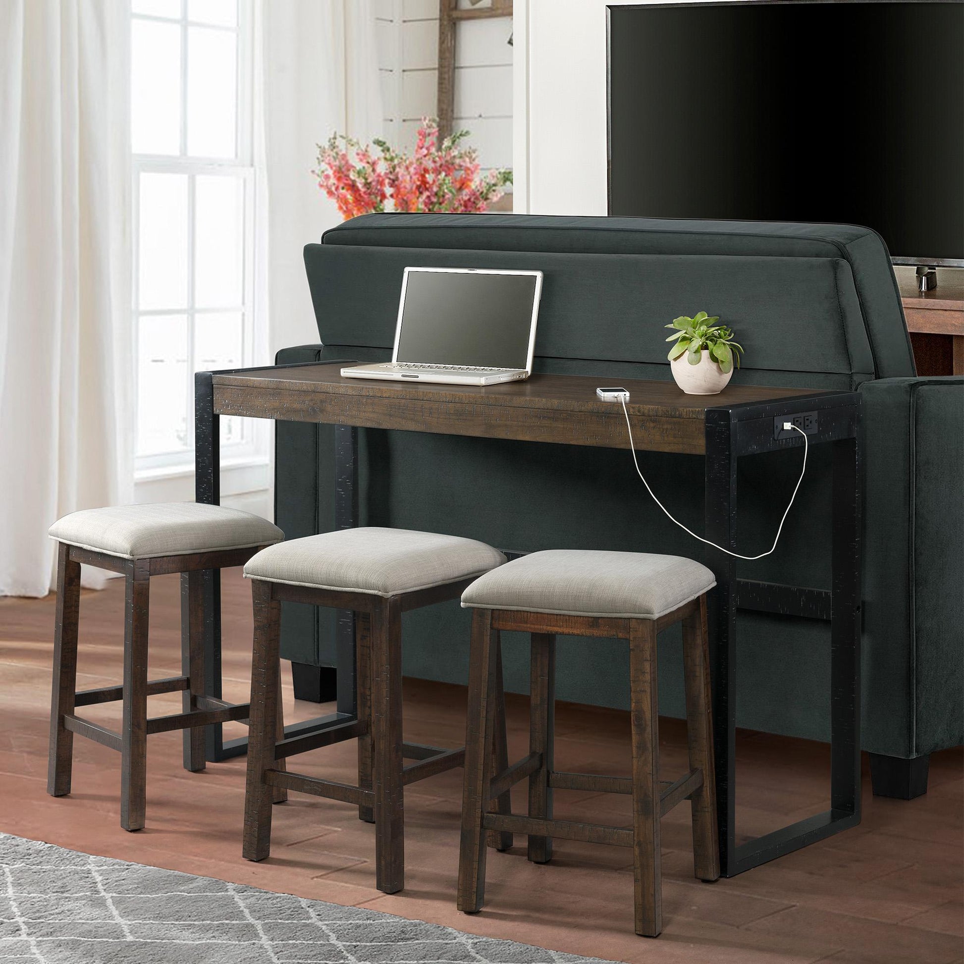Elements International Caesar TCA100BTSP 4 pc Counter Height Dinette - American Furniture of Slidell