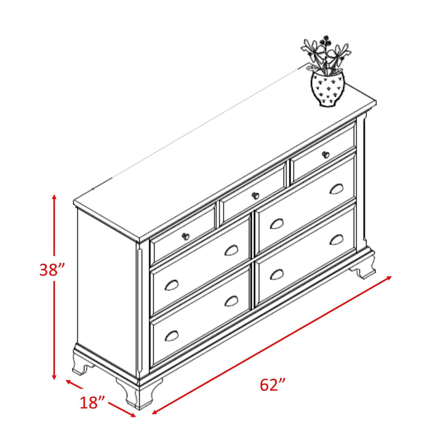 Elements International Canton Cherry CN600DR Dresser - American Furniture of Slidell