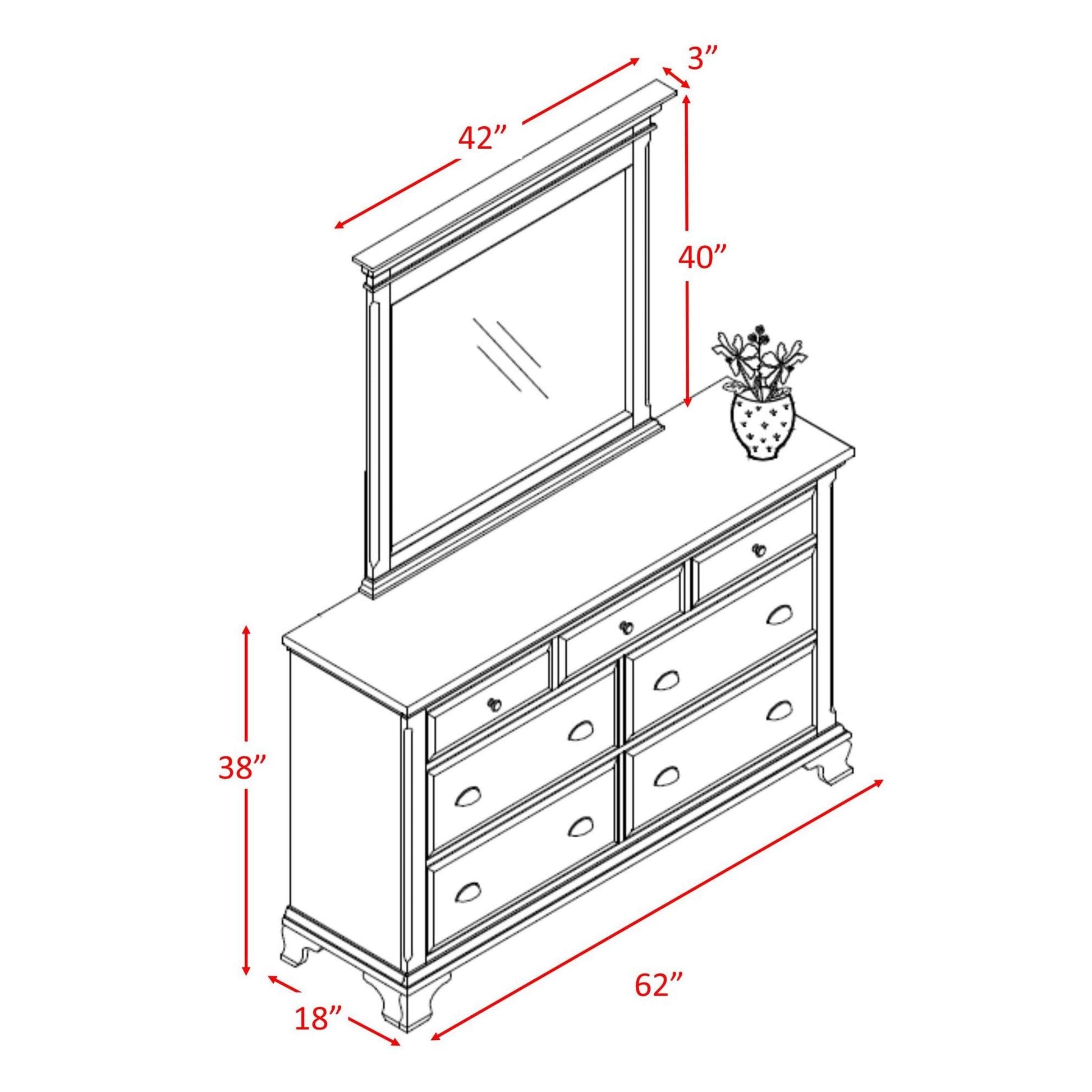 Elements International Canton Cherry CN600DRMR Dresser - American Furniture of Slidell
