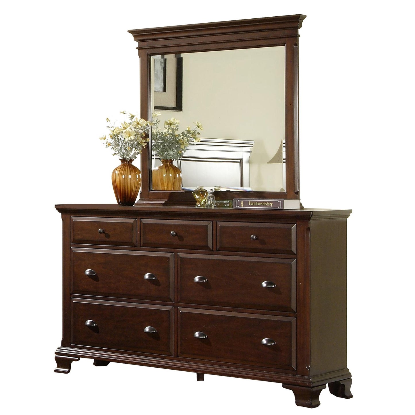 Elements International Canton Cherry CN600MR Dresser Mirror - American Furniture of Slidell