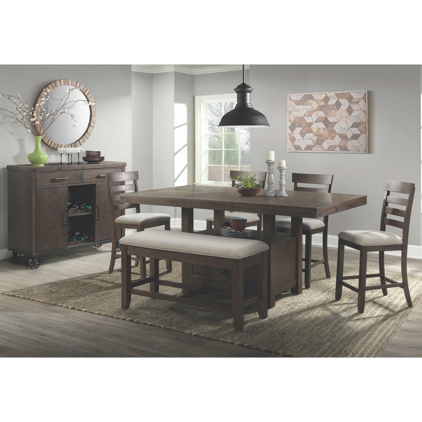 Elements International Colorado Counter Height Dining Table with Pedestal Base DCO100CDTTB - American Furniture of Slidell