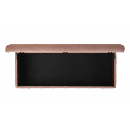 Elements International Crosby Tufted Storage Ottoman - Blush - American Furniture of Slidell