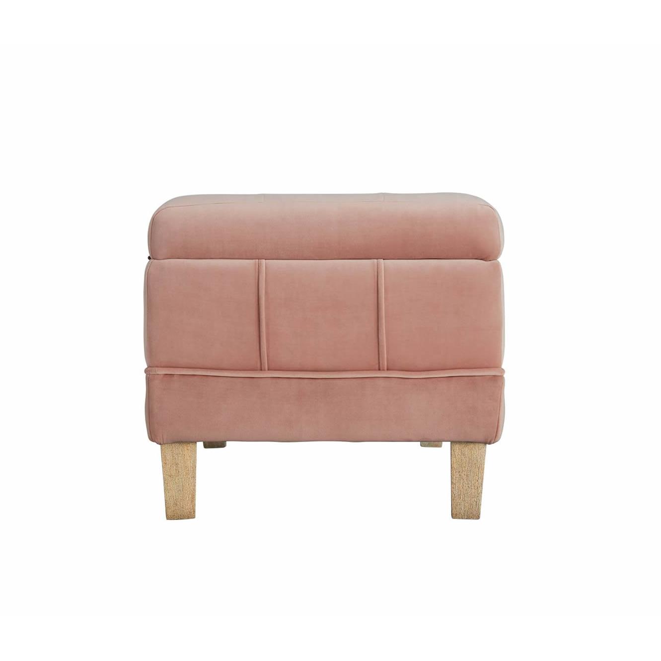 Elements International Crosby Tufted Storage Ottoman - Blush - American Furniture of Slidell